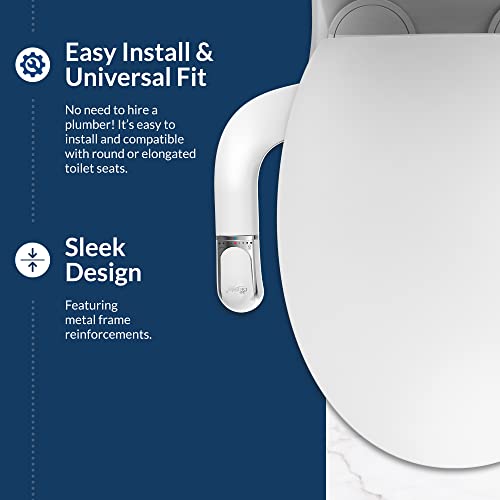 Bio Bidet SlimTwist Bidet Attachment for Toilet, Non Electric, Retractable Dual Nozzles, Adjustable Water Pressure, Splash Guard, Easy Install, White - style: Comfort Twist