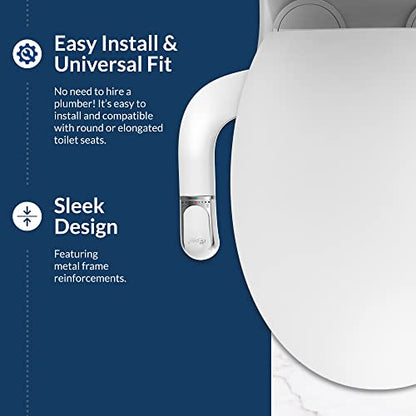 Bio Bidet SlimTwist Bidet Attachment for Toilet, Non Electric, Retractable Dual Nozzles, Adjustable Water Pressure, Splash Guard, Easy Install, White - style: Comfort Twist