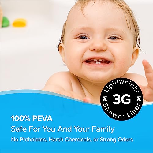 SlipX Solutions Protected Shower Curtain Liner, 3G Lightweight, 70"x72", Clear - color: Clear 3g