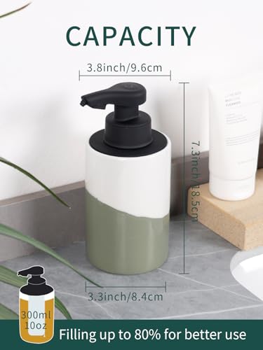 BosilunLife Automatic Soap Dispenser Ceramic Hand Free Soap Dispenser with Waterproof Pump Rechargeable Smart Electric Lotion Soap Dispenser Touchless (White-Green, Foam Pump) - color: White-green(foam)
