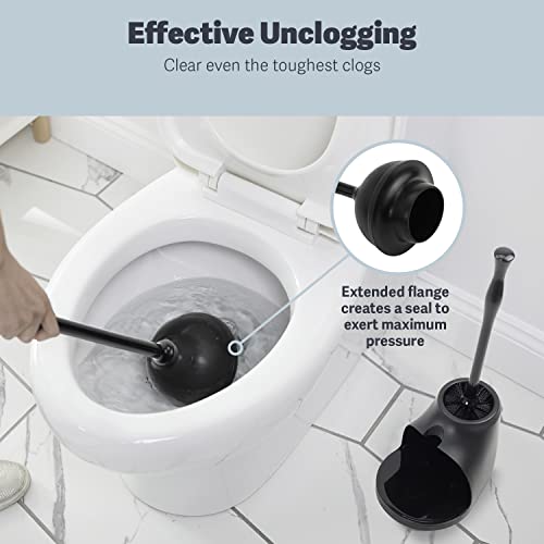 Casabella Bowl Brush & Plunger Combo - Heavy-Duty Toilet Plunger and Cleaning Brush, Ergonomic Handles, Durable Bowl Brush, Tackles Tough Clogs, Discreet Storage - size: (Pack of 1)