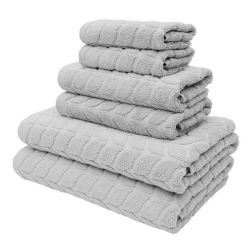 BAGNO MILANO Turkish Cotton Bath Towels, Hand Towels - Soft Plush Jacquard Collection - Highly Absorbent Towel Set (Light Grey, 6 pcs Towel Set) - color: Light Grey, size: 6 pcs Towel Set