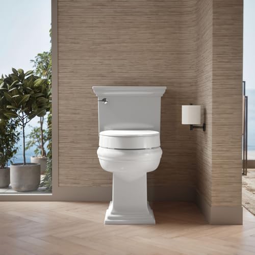 KOHLER 25875-0 Hyten 3" Height, Elevated Soft Close Elongated Toilet Seat, Contoured Seat with Grip-Tight Bumpers, Quick-Attach Hardware, No Slam Toilet Seat, White (Pack of 2) - color: White, size: Elongated (Pack of 2)