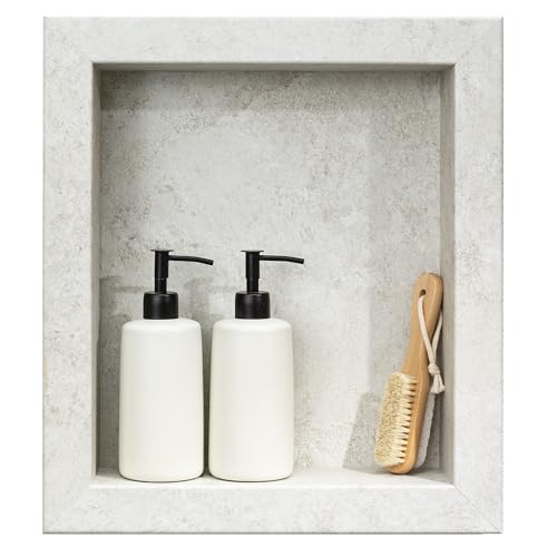 Palisade 17.5 in x 15.5 in Vinyl Shower Niche Rain Cloud | Waterproof Shower Insert - color: Rain Cloud