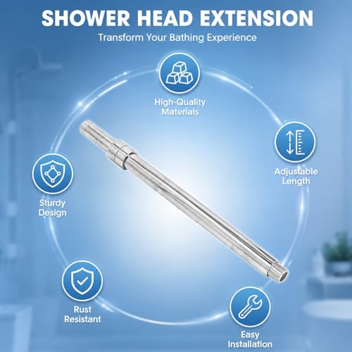 27.6in Stainless Steel Adjustable Ceiling Mount Shower Head Extension Arm - Leakproof, Durable Adjustable Length for Versatile Shower Setups and Easy Installation