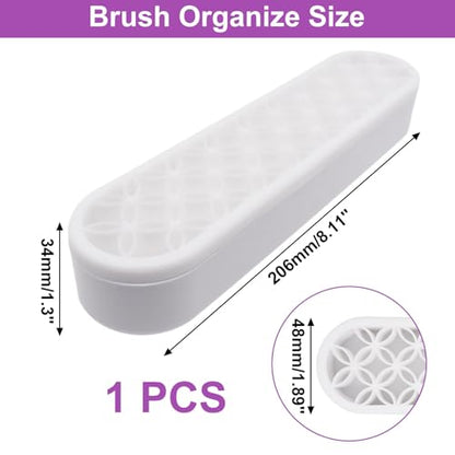 1Pcs White Makeup Brushes Holder Silicone Make Up Brush Holder Stand Makeup Vanity Brush Holders for Painting Pen Brushes Nail Clippers Drill Pens Ruler Sewing Craft Tools - color: White