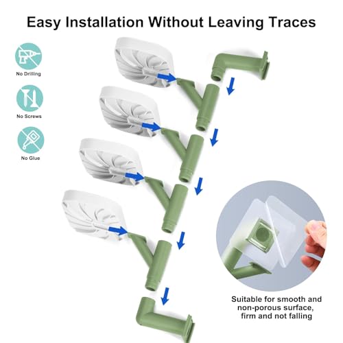 Soap Holder Four Layer Wall Mounted NO-Drilling Rotatable Self-draining Removable Soap Dish for Shower Bathroom Tray,Self Draining Sponge Holder,Razor Holder（White/Green） - color: White/Green