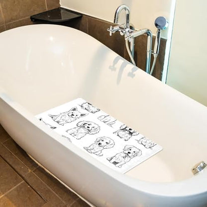Bathtub Mats for Shower Tub, Doodle Art Animal Dogs Puppy Characters Anti-Slip Bath Mats for Inside Tub, Bathroom Shower Mats with Drain Holes and Suction Cups - color: Multi 04