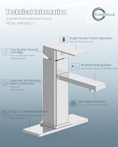 Bathroom Faucet-2 Sets, Bathroom Sink Faucets with Pop-up Drain and Deck Plate, Stainless Steel Faucets for Sink 3 Hole, Single Handle Vanity Faucet for Vessel, Chrome - color: 3.Chrome Polished, style: Short*2