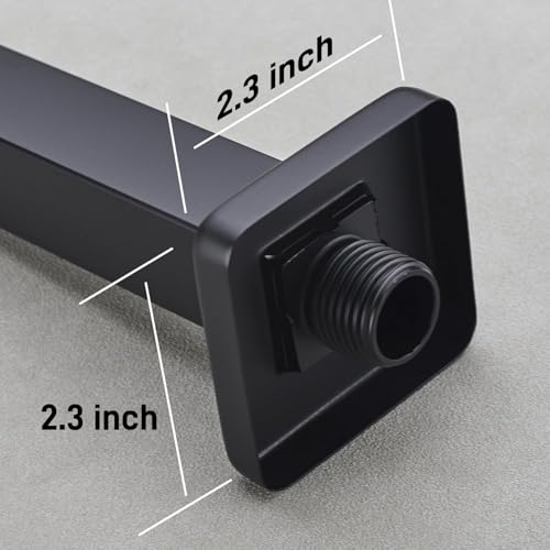 6 Inch Shower Arm with Flange Matte Black, Square Ceiling Mount Extension Arm for Rainfall Shower Heads, Straight, Male NPT 1/2" to G 1/2" - color: Matte Black, style: 6-Inch