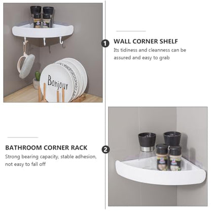 jojofuny 2Pcs Wall Corner Shelf for Bathroom Plastic Triangle Storage Racks with Drainage Design Easy Install Strong Adhesion Space-Saving Organizer for Shower Shampoo and Toiletries