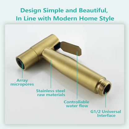 BARROCK 2 Pack Bidet Sprayer Head Only, Stainless Steel Handheld Shattaf Jet Spray for Toilet, Baby Cloth Diaper Sprayer with Adjustable Water Pressure Control, Brushed Gold - color: Brushed Gold