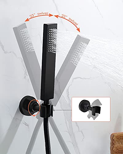 PHASAT Shower Head Holder Wall Mount SUS304 Stainless Steel Shower Wand Holder,Adjustable Handheld Shower Head Bracket Holder Matte Black,A13021B - size: Matte Black