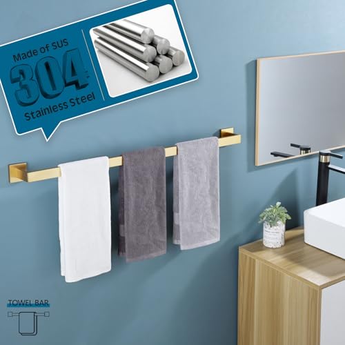KOKOSIRI 32 Inch Gold Bath Towel Bar Bathroom Towel Rack Towel Holder Shower Hand Towel Hanger,Total Length 33.3 Inch, Brushed Gold, B4003BG-L32 - color: Brushed Gold, size: 32-Inch