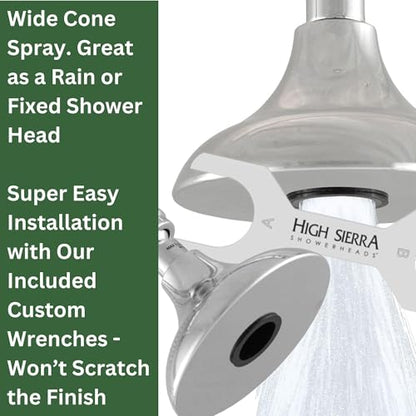 High Sierra® HALF DOME® Solid Lead-Free Metal 1.8 GPM Award Winning. Low Flow Shower Head. Patented Nozzle Never Clogs - Polished Brass Finish - color: Polished Brass, size: 1.8 GPM