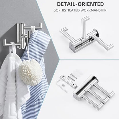 Angle Simple Swivel Towel Hook 3 Arms, Robe Coat Wall Hook, Polished Chrome | Rustproof SUS304 Stainless Steel Hand Towel Holder, Foldable Space Saver for Bathroom Kitchen Closet Entryway, Screws Mounted - color: Polished Chrome, size: 1 Pack