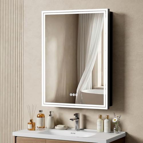 24"x32" Lighted Bathroom Medicine Cabinet, LED Medicine Cabinet Mirror with Electrical Outlet & USB Port, Defogger and Dimmable 3 Colors Adjustment, Aluminum Door Frame-Recessed/Wall Mounted - size: 24" x 32”