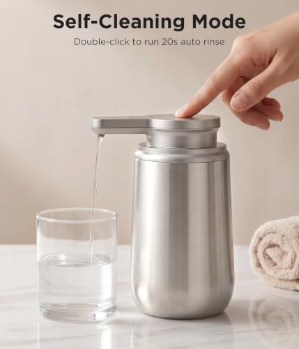 Newise Automatic Liquid Soap Dispenser Touchless - 10.5 Oz, Stainless Steel | 2 Adjustable Dispensing Modes, Self-Cleaning, Rechargeable Dish and Hand Soap Dispenser for Kitchen and Bathroom Countertop - size: Liquid