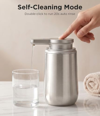 Newise Automatic Liquid Soap Dispenser Touchless - 10.5 Oz, Stainless Steel | 2 Adjustable Dispensing Modes, Self-Cleaning, Rechargeable Dish and Hand Soap Dispenser for Kitchen and Bathroom Countertop - size: Liquid
