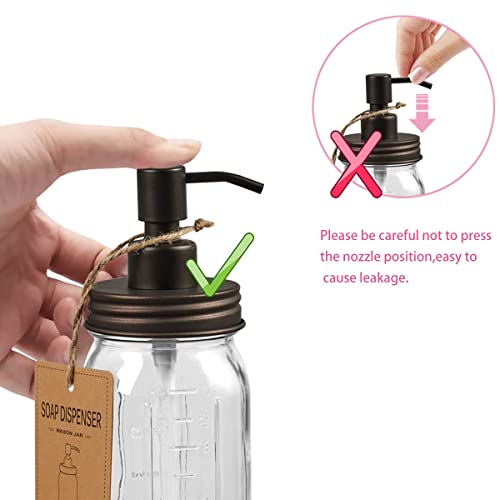Amolliar Mason Jar Bathroom Accessories Set, 4Pcs Glass Bathroom Set,Bronze | Lotion Soap Dispenser, 2 Cotton Swab Holder, Toothbrush Holder, Farmhouse Rustic Bathroom Decor, Countertop Vanity Organizer - size: Bronze, style: Standard-mouth