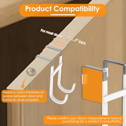 Over The Door Hooks, 10 Pack Dual-Hook 5" Long Door Hangers with Non-Slip PVC Coating for Clothes, Hats, Towel, Bags for Bathroom Bedroom Kitchen, Fits Most 1.2" - 1.4" Width Interior Doors - style: 10 Pack Style
