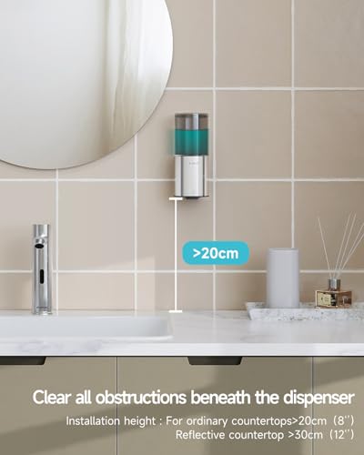 AIKE Automatic Soap Dispenser IPX7 Waterproof 13.5oz Polished Finish | No-Drill and Screws for Mounting,Space Saving,Adjustable 5 Levels Precise Dispense for Bathroom,Easy Refill Wide Opening - color: Polished Stainless Steel
