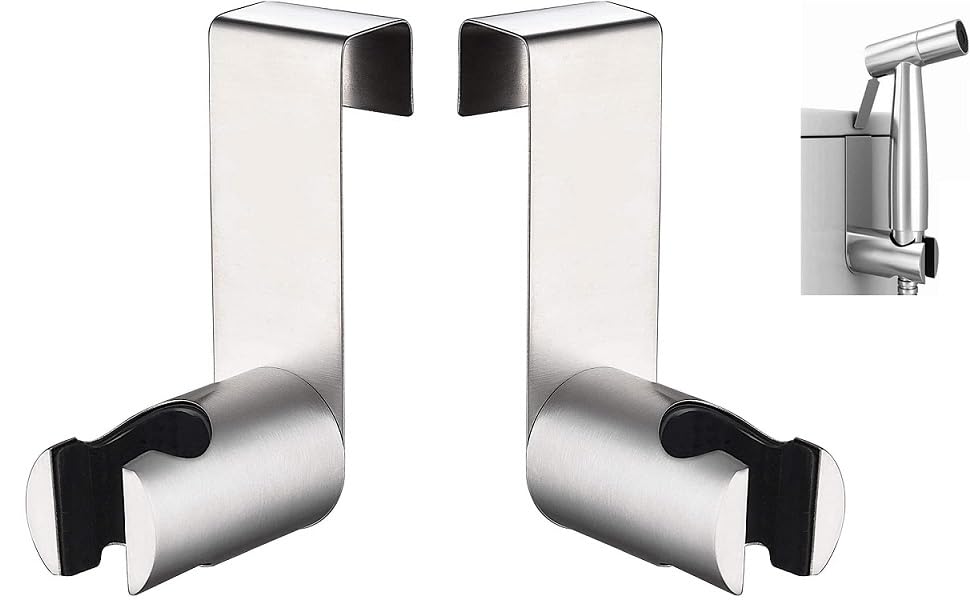 Handheld Bidet Sprayer for Toilet,Bidet Sprayer Holder,Hook Silver | Bidet Sprayer Holder for Handheld Shower Wand, Diaper Sprayer,Stainless Steel Bidet Holder - color: Silver