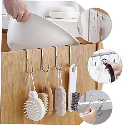 Holibanna 4Pcs Stainless Steel Over the Door Hooks S-Shaped Double Hooks for Kitchen Cabinet Bathroom Towel Organizer 2.95X2.55 Inches
