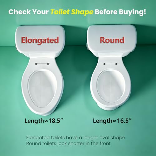 R&T B1095 Round Slow Close Plastic Toilet Seat 16.5" Quick-Release Hinges | Round toilet seat soft close - color: Round – Standard (330 lbs)
