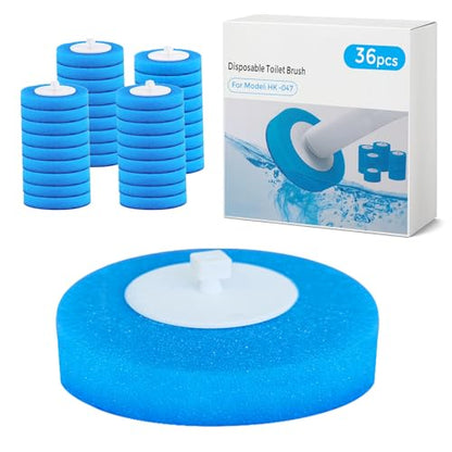 36 Refills Disposable Toilet Brush Heads for HK-047 | 36 replaceable heads, 4-month supply based on twice-weekly use, 2 packs for 8 months, 3 packs for full year, cost-effective