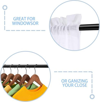 Spring Tension Curtain Rods Short Tension Rod (Black,12" to 19"-6Pcs) - color: Black, size: 12" to 19"-6Pcs
