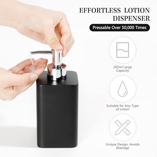 Bathroom Accessories Set, 4 Piece Toothbrush Holder Set - Black | Bathroom Accessory Set with Soap Dispenser, Toothbrush Holder, Tumbler, Vanity Tray, Bathroom Sink Set for Modern Home Decor - style: Black