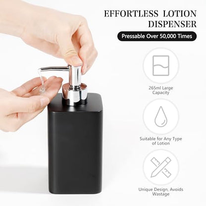 Bathroom Accessories Set, 4 Piece Toothbrush Holder Set - Black | Bathroom Accessory Set with Soap Dispenser, Toothbrush Holder, Tumbler, Vanity Tray, Bathroom Sink Set for Modern Home Decor - style: Black