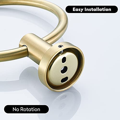 BATHSIR Brushed Gold Toilet Paper Holder & Hand Towel Holder Wall Mount 2 Pieces, Double Post Pivoting Round Modern Bathroom Hardware Towel Ring Toilet Tissue Holder, Bathroom Accessories Set - color: Gold 1