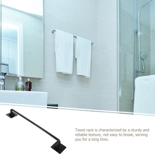 BESPORTBLE Wall-Mounted Towel Bar 45Cm Black Adhesive Bathroom Towel Rack No Drilling for Shower and Toilet