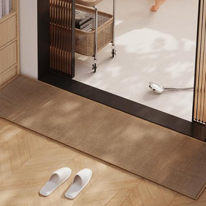 15'' Wide Long Bath Runner Mat, Super Absorbent Non-Slip Bathroom Rug, 39'' (Taupe, 15''X39'') - color: Taupe, size: 1'3" x 3'3" (Rectangular)