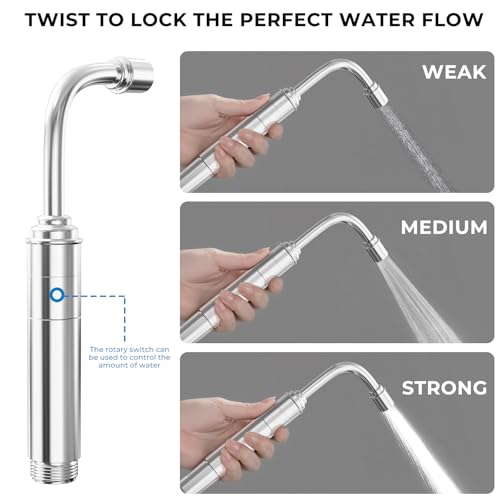 Handheld Toilet Bidet Sprayer for Toilet - Adjustable Flush Angle & Water Pressure for Bathroom Diaper Shower, All Brass Handheld Bidet Sprayer with Superior Complete Spray Hoses Kit (Sliver) - color: Sliver