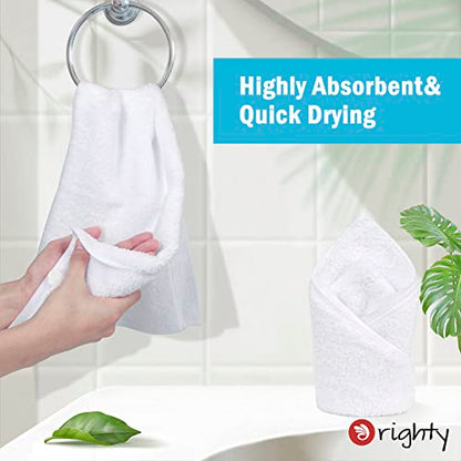 Orighty 12-Pack White Hand Towels - Quick Drying & Absorbent Microfiber Gym Towels 16x28 inches - Lightweight & Thin White Yoga Towels - Multi-Purpose Camping Towels for SPA, Hotel & Bathroom | Quick Drying & Absorbent, Lightweight & Thin White Yoga Towel