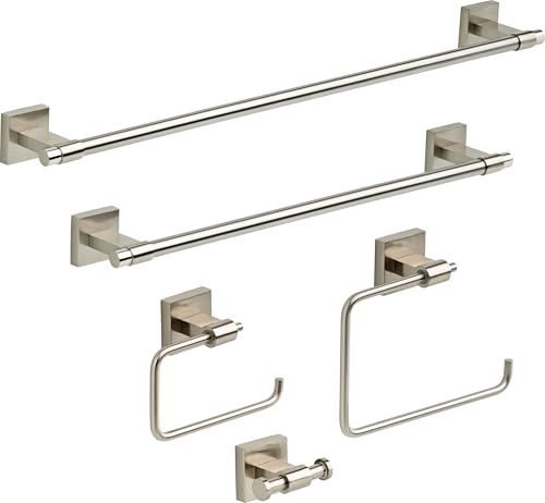 Franklin Brass Hand Towel Holder | Square Satin Nickel Ring for Hanging Towels in Kitchen, Bathroom | Maxted Accessories - color: Satin Nickel