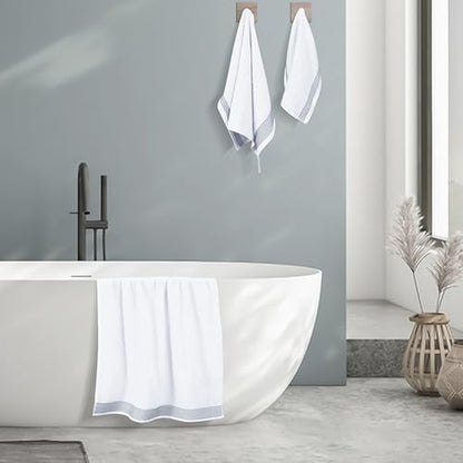Ultra Soft 3 Pack Cotton Towel Set, Contains a Bath Towel 28x55 inch, a Hand Towel 16x24 inch & a Wash Coth 12x12 inch, Ideal Everyday use, Compact & Lightweight - White - color: White, size: 3 Pack Set