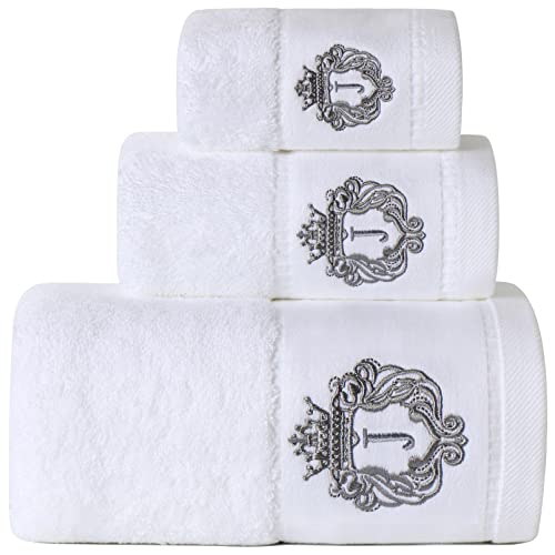 Luxury Bathroom Super Soft and Highly Absorbent Premium 100% Cotton Bath Towel Set for Gifts (White-J) - color: White-j