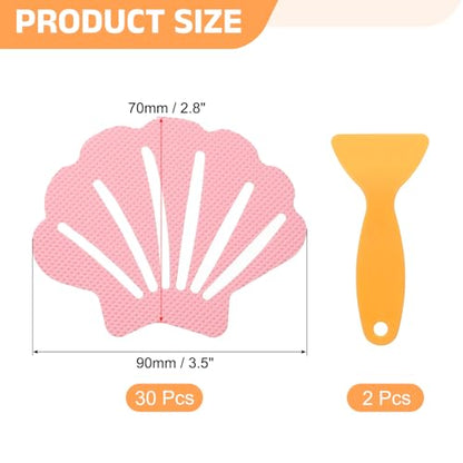 uxcell 30pcs Non-Slip Bathtub Stickers, Anti-Slip Shower Stickers Showers Treads Shell Shaped Appliques with 2 Pcs Scraper for Bath Tub Shower Stairs, Pink - color: Pink