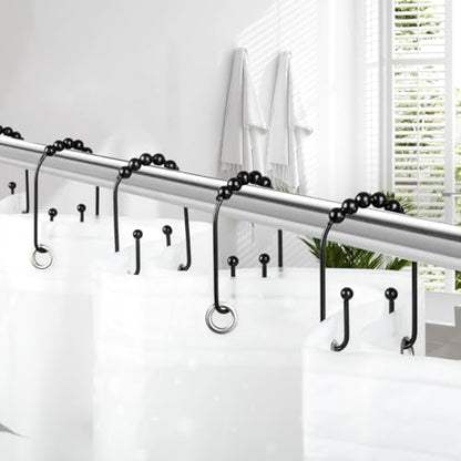 Resze U Shaped Shower Curtain Hooks Rings, Black, 12 Pcs | Durable Rust Resistant Metal, Double Glide Smoothly, Anti-Drop, For Shower Curtain Rod - color: Black