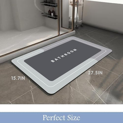 Bath Mat, Quick-Drying Non-Slip Thin Bathroom mat Super Absorbent Bath mats Rug-Bath Mats for Bathroom Floor Bathtub Vanity-Bathmat Bath Rug Easy Care Grey 27.5" x15.7" - color: Grey