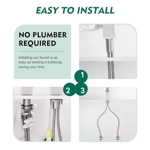 CREA Waterfall Bathroom Faucet 1 Hole,Brushed Nickel Bathroom Faucet Single Handle Bathroom Sink Faucet with Pop Up Drain Stopper/ 3 Hole Plate,Stainless Steel RV Vanity Faucet Basin Mixer Tap - color: Brushed, style: Wide Spout