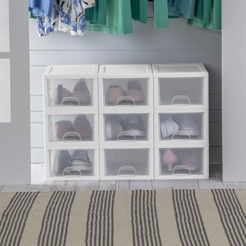 Sterilite Stacking Drawer Storage Organizer for Clothes, 6 Quart, 24-Pack | White Frame, Stackable Modular Clear Plastic Drawers & Containers for Clothing, Accessories, Craft Supplies, Shoes or Linens - size: 6 Quart, style: 24 Pack