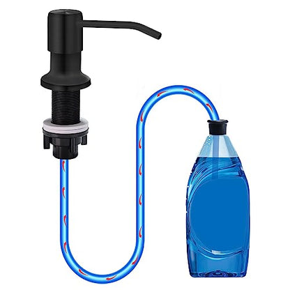 Soap Dispenser for Kitchen Sink, Countertop Soap Dispenser Pump, 47" Silicone Extension Tube Connect to The Soap Bottle Directly, Say Goodbye to Frequent Refills (Black) - color: Black