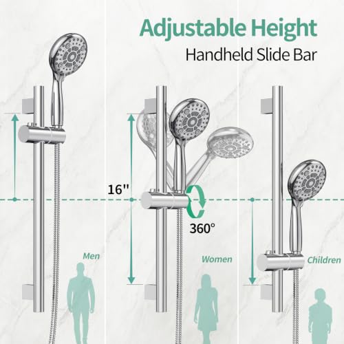SR SUN RISE Rain Shower Faucet Set - 10 Inch Rain Shower Head with Handheld & Slide Bar Combo Set - Bathroom Wall Mounted Shower Faucet with Valve - Polished Chrome - color: Polished Chrome
