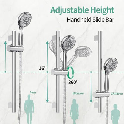 SR SUN RISE Rain Shower Faucet Set - 10 Inch Rain Shower Head with Handheld & Slide Bar Combo Set - Bathroom Wall Mounted Shower Faucet with Valve - Polished Chrome - color: Polished Chrome