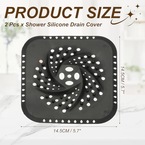 uxcell 2 Pcs Square Drain Cover, 5.7 Inch Shower Hair Catcher Drain Cover for Shower Room Bathtubs Kitchen Sink Laundry Room, Black - color: Black